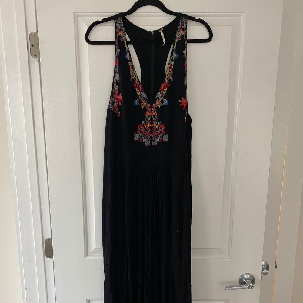 Free People Sleeveless Jumpsuit, Embroidered Chest